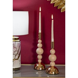 Mauro Ferretti Set de 2 Bougeoirs Bolly Rose Ø 10x24/29,5 cm