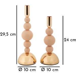 Mauro Ferretti Set de 2 Bougeoirs Bolly Rose Ø 10x24/29,5 cm