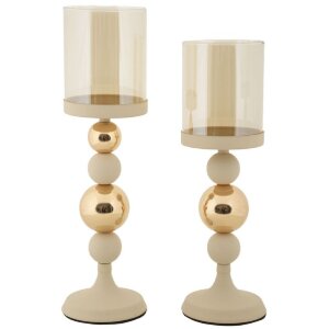Mauro Ferretti Ensemble de bougeoirs Glassy Crème...