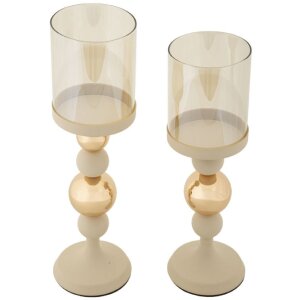 Mauro Ferretti Ensemble de bougeoirs Glassy Crème...