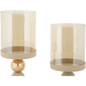 Mauro Ferretti Ensemble de bougeoirs Glassy Crème – 2 pièces