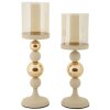 Mauro Ferretti Ensemble de bougeoirs Glassy Crème – 2 pièces