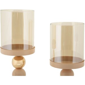 Mauro Ferretti Set de 2 Bougeoirs Glassy Rose Ø 10x32/36 cm