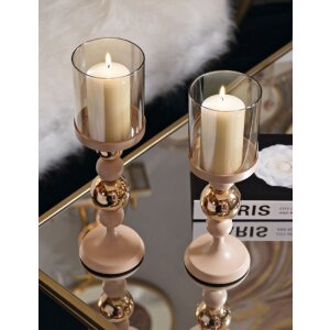 Mauro Ferretti Set de 2 Bougeoirs Glassy Rose Ø 10x32/36 cm
