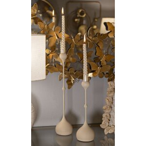 Mauro Ferretti Bougeoirs Slimmy Crème - Set de 2 Ø 8x26/37 cm