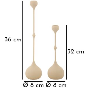 Mauro Ferretti Bougeoirs Slimmy Crème - Set de 2 Ø 8x26/37 cm