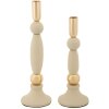 Mauro Ferretti Bougeoirs Strek Crème - Set de 2 Ø 9,5x25/30 cm
