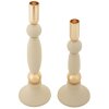 Mauro Ferretti Bougeoirs Strek Crème - Set de 2 Ø 9,5x25/30 cm