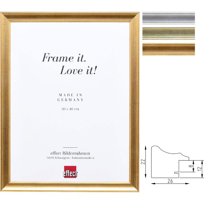 Miroir Mural Bois Profil 41 – Or Antique, Argent Vieilli