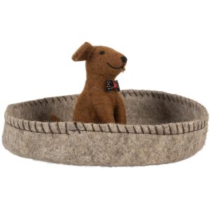 Clayre & Eef Chien en Feutre dans un Panier 19x10 cm...
