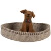 Clayre & Eef Chien en Feutre dans un Panier 19x10 cm Gris et Marron