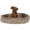 Clayre & Eef Chien en Feutre dans un Panier 19x10 cm Gris et Marron