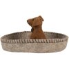 Clayre & Eef Chien en Feutre dans un Panier 19x10 cm Gris et Marron
