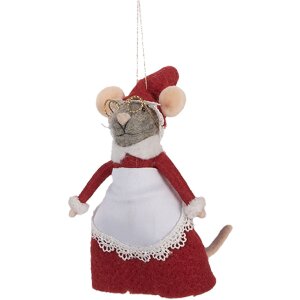 Clayre & Eef 66298 Souris en Feutre Suspendue 8x6x14 cm