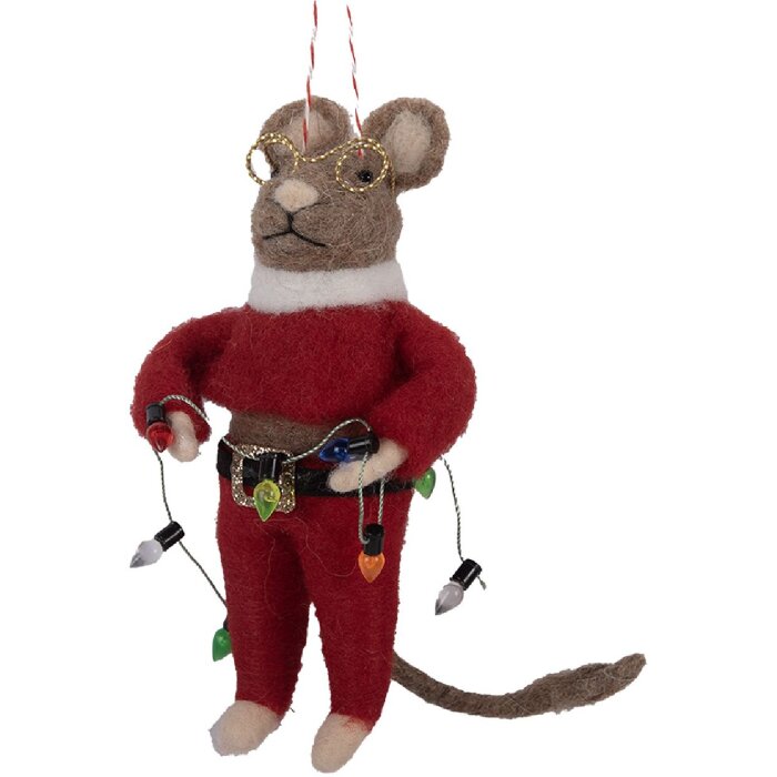 Clayre & Eef 66299 Souris Suspendue en Feutre Rouge et Marron