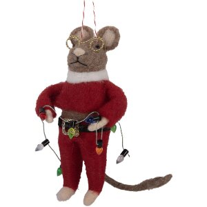 Clayre & Eef 66299 Souris Suspendue en Feutre Rouge...