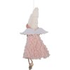 Décoration Suspendue Ange Clayre & Eef 10x3x20 cm Rose et Blanc