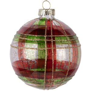 Clayre & Eef Boule de Noël Ø 8x8 cm Rouge Doré
