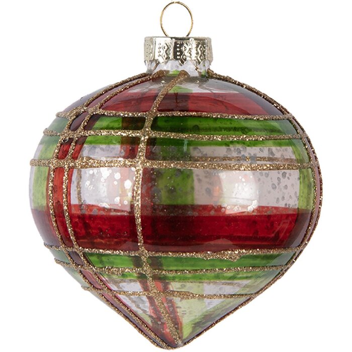 Boule de Noël Ø 8 cm Rouge-Or Clayre & Eef 6GL5179