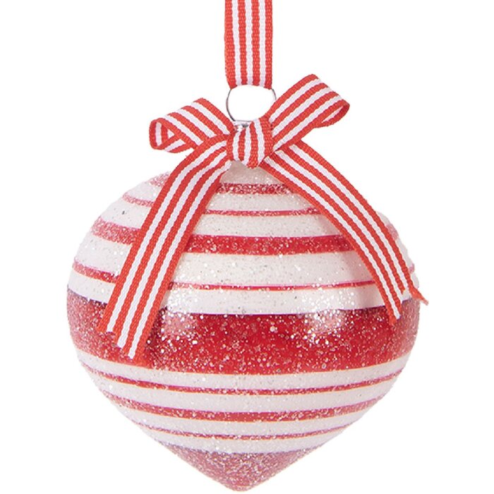 Clayre & Eef Boule de Noël Rouge & Blanc Ø 8 cm