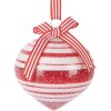 Clayre & Eef Boule de Noël Rouge & Blanc Ø 8 cm