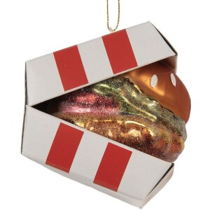 Ornement de Noël Clayre & Eef 6GL5247 Rouge et Blanc 7x7x8 cm