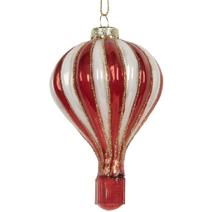 Clayre & Eef Suspension de Noël Rouge et Blanc Ø 6x9 cm