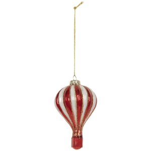 Clayre & Eef Suspension de Noël Rouge et Blanc Ø 6x9 cm