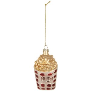 Clayre & Eef 6GL5260 Ornement de Noël 6x3x10 cm Blanc Doré