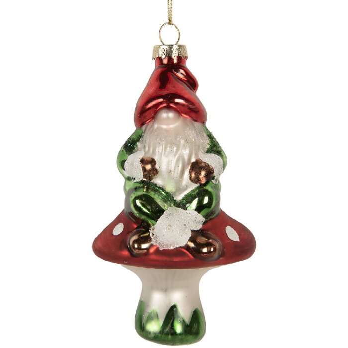 Ornement de Noël Clayre & Eef 6GL5263 7x6x13 cm Rouge et Vert