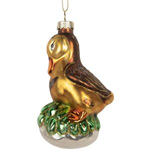 Clayre & Eef 6GL5266 Ornement de Noël 6x5x11 cm Brun Vert Verre