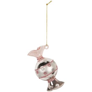 Clayre & Eef 6GL5276 Ornement de Noël Argenté Rose Ø 4x8 cm