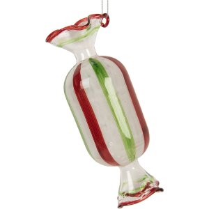 Ornement de Noël Clayre & Eef 6GL5277 Ø 5x13 cm Blanc et Rouge