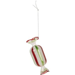 Ornement de Noël Clayre & Eef 6GL5277 Ø 5x13 cm Blanc et Rouge