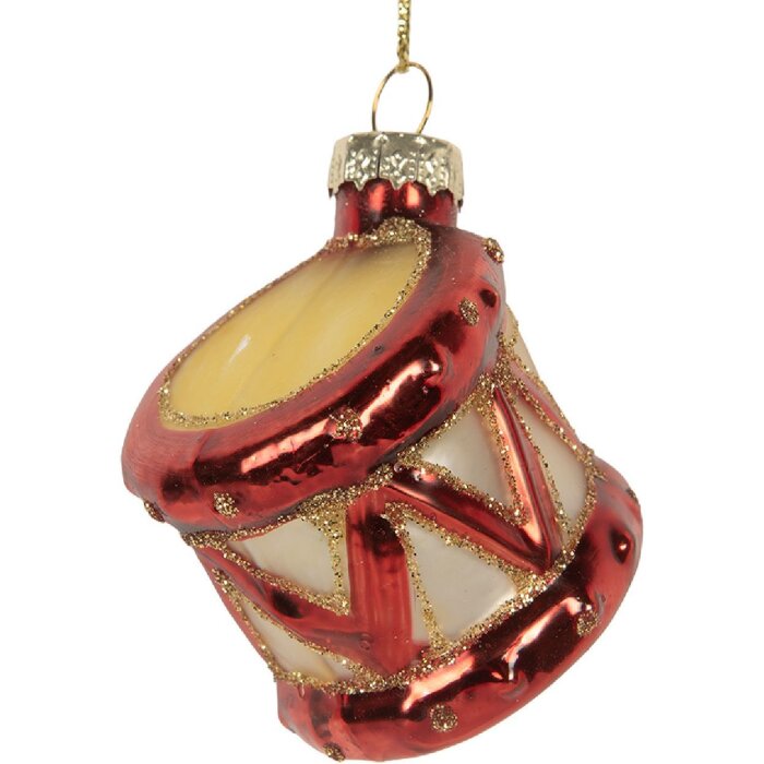 Clayre & Eef Ornement de Noël Ø 4x5 cm Rouge Doré