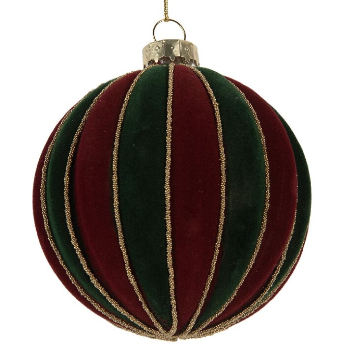 Clayre & Eef Boule de Noël 8x8 cm Rouge-Vert