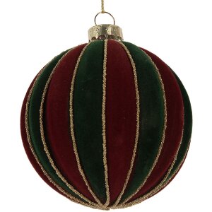 Clayre & Eef Boule de Noël 8x8 cm Rouge-Vert