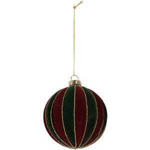 Clayre & Eef Boule de Noël 8x8 cm Rouge-Vert