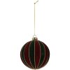 Clayre & Eef Boule de Noël 8x8 cm Rouge-Vert