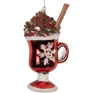 Ornement de Noël Clayre & Eef 7x6x12 cm Rouge et Marron