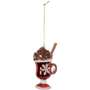 Ornement de Noël Clayre & Eef 7x6x12 cm Rouge et Marron