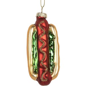 Ornement de Noël Clayre & Eef 6GL5297 4x3x10 cm Doré et Rouge