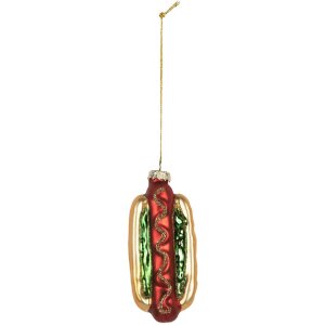Ornement de Noël Clayre & Eef 6GL5297 4x3x10 cm Doré et Rouge