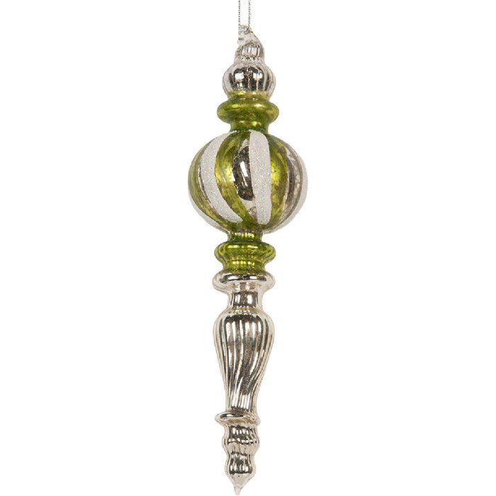 Clayre & Eef 6GL5304 Boule de Noël Ø 5x18 cm Argent Vert