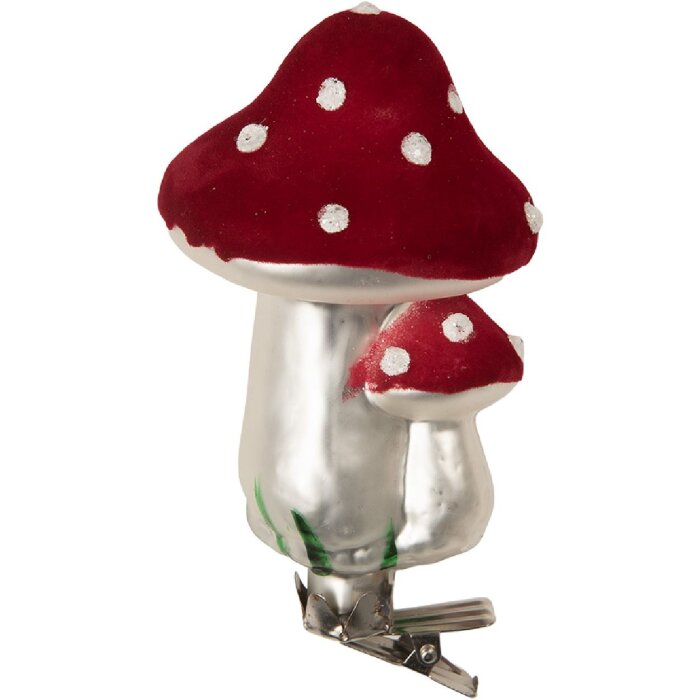 Clayre & Eef 6GL5307 Ornement de Noël à Clip Champignon Ø 6x11 cm