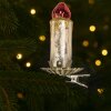 Clayre & Eef Ornement de Noël à Clip Bougie Argenté Rouge 5x4x9 cm
