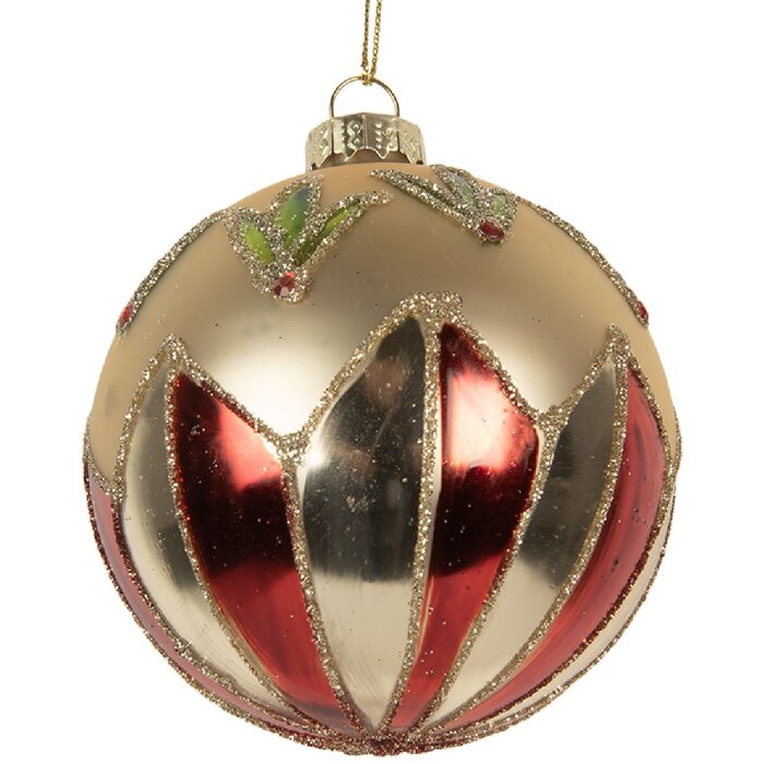 Boule de Noël Clayre & Eef Doré Rouge 8cm