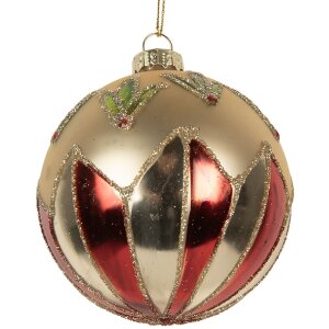 Boule de Noël Clayre & Eef Doré Rouge 8cm