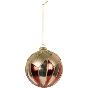 Boule de Noël Clayre & Eef Doré Rouge 8cm