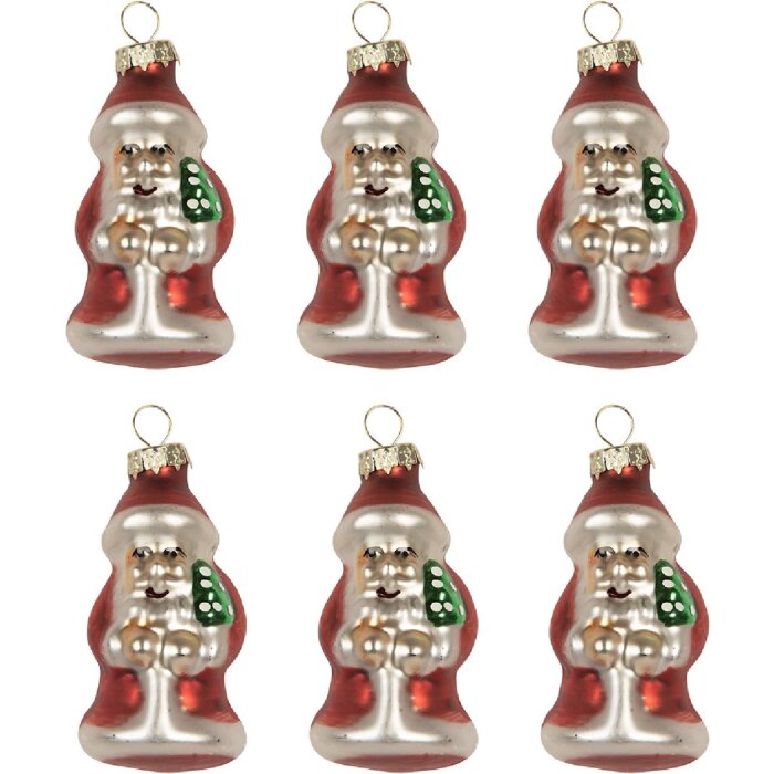 Clayre & Eef 6GL5322 Ornements de Noël Set de 6 Rouge Argenté